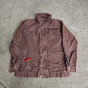 Vtg Y2k DC SHOE CO Multi Embroidered Patch Skate Military Surplus M6 Jacket S